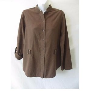 M 10 TOP SHIRT BLOUSE COTTON LINEN LONG SLEEVE